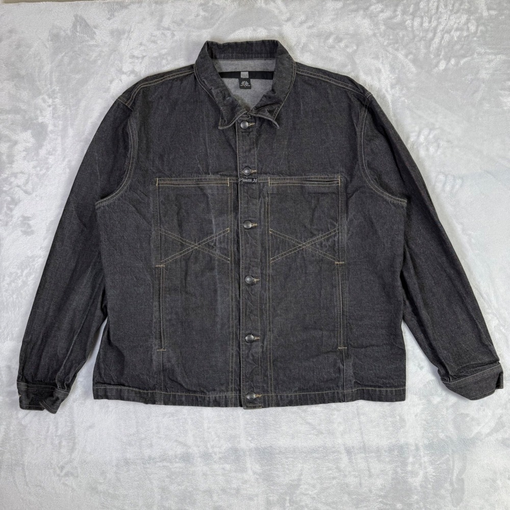 Marithe Francois Girbaud Denim Jacket Mens L Black Contrast Stitch Vintage Y2K